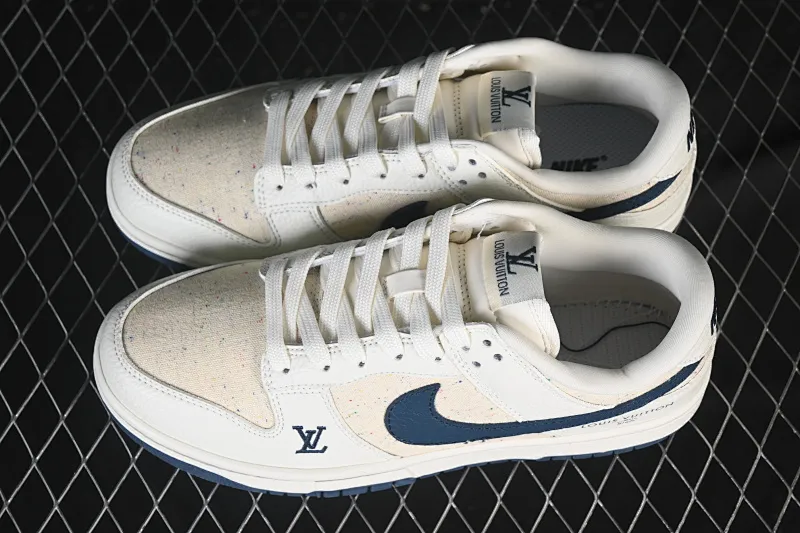 All categories Nk SB Dunk Series Nk SB Dunk Low High-end customized low-top sneakers Nike SB Dunk Low LV co-branded off-white navy blue fabric High-end customized low-top casual sneakers SC0601-478